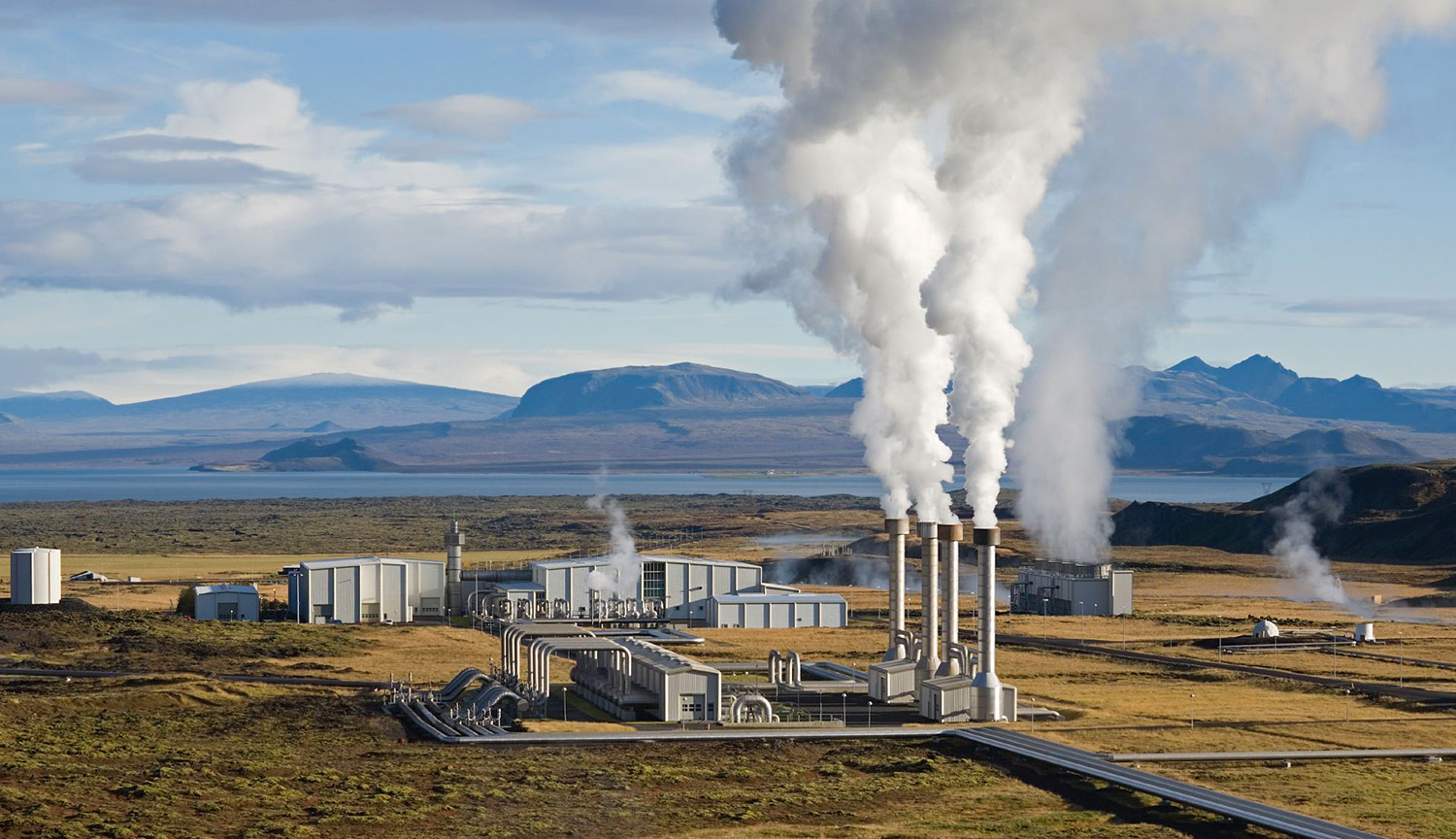 Photograph of a geothermal power plant in Iceland.